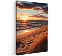 OnlyWow© Poster da Esterno 80x120 cm Giardino Decor Design Moderno Dipingere Tele Balcone Terrazzo Decorazione Muro Murali Spiaggia - Tramonto - Dune - Mare - Altopiano