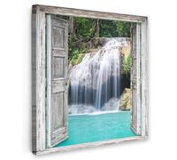 OnlyWow© Poster da Esterno 80x80 cm Giardino Decor Design Moderno Dipingere Tele Balcone Terrazzo Decorazione Muro Murali Vista - Cascata - Natura - Paesaggio