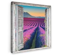 OnlyWow© Poster da Esterno 90x90 cm Giardino Decor Design Moderno Dipingere Tele Balcone Terrazzo Decorazione Muro Murali Lavanda - Estate - Vista - Fiori