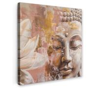 OnlyWow© Poster da Esterno 90x90 cm Giardino Decor Design Moderno Dipingere Tele Balcone Terrazzo Decorazione Muro Murali Buddha - Fiore - Oro - Arte