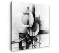 OnlyWow© Poster da Esterno 90x90 cm Giardino Decor Design Moderno Dipingere Tele Balcone Terrazzo Decorazione Muro Murali Astratto - Arte - Moderno - Bianco e Nero