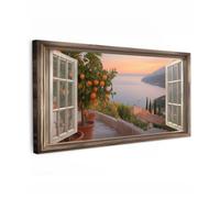 OnlyWow© Poster da Esterno Giardino Canvas Balcone Parete Terrazzo | 200x100 cm - Decorazione Murali Quadretti Accessori Telo Vista - Lago - Paesaggio