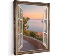 OnlyWow© Poster da Esterno Giardino Canvas Balcone Parete Terrazzo | 50x70 cm - Decorazione Murali Quadretti Accessori Telo Vista - Lago - Paesaggio