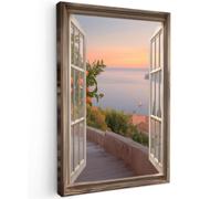 OnlyWow© Poster da Esterno Giardino Canvas Balcone Parete Terrazzo | 60x90 cm - Decorazione Murali Quadretti Accessori Telo Vista - Lago - Paesaggio