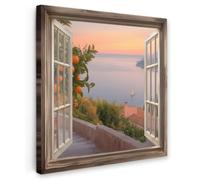 OnlyWow© Poster da Esterno Giardino Canvas Balcone Parete Terrazzo | 80x80 cm - Decorazione Murali Quadretti Accessori Telo Vista - Lago - Paesaggio