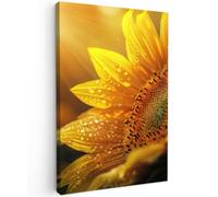 OnlyWow© Poster da Esterno Giardino Decor Design Moderno Dipingere Tele | 100x150 cm - Balcone Terrazzo Decorazione Muro Murali Girasole - Gocce di rugiada - Giallo - Luce solare