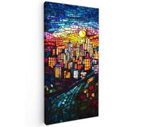 OnlyWow© Poster da Esterno Giardino Decor Design Moderno Dipingere Tele | 100x200 cm - Balcone Terrazzo Decorazione Muro Murali Città - Luna - Mosaico - Colorato