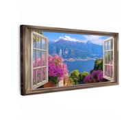 OnlyWow© Poster da Esterno Giardino Decor Design Moderno Dipingere Tele | 200x100 cm - Balcone Terrazzo Decorazione Muro Murali Sguardo in avanti - Montagna - Paesaggio - Vista - Lago