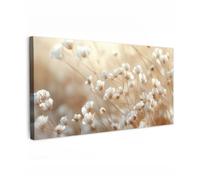 OnlyWow© Poster da Esterno Giardino Decor Design Moderno Dipingere Tele | 200x100 cm - Balcone Terrazzo Decorazione Muro Murali Selvaggio - Fiori - Bianco