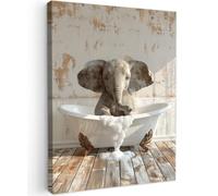OnlyWow© Poster da Esterno Giardino Decor Design Moderno Dipingere Tele | 50x70 cm - Balcone Terrazzo Decorazione Muro Murali Vintage - Elefante - Vasca bagno - Schiuma - Fauna selvatica