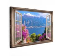 OnlyWow© Poster da Esterno Giardino Decor Design Moderno Dipingere Tele | 60x40 cm - Balcone Terrazzo Decorazione Muro Murali Sguardo in avanti - Montagna - Paesaggio - Vista - Lago
