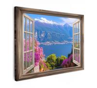 OnlyWow© Poster da Esterno Giardino Decor Design Moderno Dipingere Tele | 70x50 cm - Balcone Terrazzo Decorazione Muro Murali Sguardo in avanti - Montagna - Paesaggio - Vista - Lago