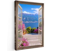 OnlyWow© Poster da Esterno Giardino Decor Design Moderno Dipingere Tele | 80x120 cm - Balcone Terrazzo Decorazione Muro Murali Sguardo in avanti - Montagna - Paesaggio - Vista - Lago