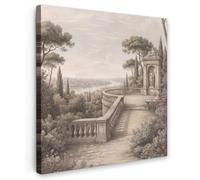 OnlyWow© Quadro da Giardino 100x100 cm Decoration Murale Balcone Terrazzo Decori Telo Decorativo Stampa Grande Bellissimi Home DecoroTerrazza - Città - Vista - Fiume