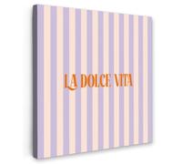 OnlyWow© Quadro da Giardino 100x100 cm Decoration Murale Balcone Terrazzo Decori Telo Decorativo Stampa Grande Bellissimi Home Decoro Lilla - Arancione - A Righe - La Dolce Vita