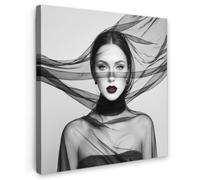 OnlyWow© Quadro da Giardino 100x100 cm Foto Stampe Quadretti Grandi Dimensioni Balcone Telo Terrazzo Pareti Dipinti MuraliDonna - Velo - Ritratto - Elegante