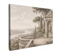 OnlyWow© Quadro da Giardino 100x70 cm Decoration Murale Balcone Terrazzo Decori Telo Decorativo Stampa Grande Bellissimi Home DecoroTerrazza - Città - Vista - Fiume