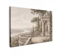 OnlyWow© Quadro da Giardino 120x80 cm Decoration Murale Balcone Terrazzo Decori Telo Decorativo Stampa Grande Bellissimi Home DecoroTerrazza - Città - Vista - Fiume