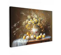 OnlyWow© Quadro da Giardino 120x80 cm Decoration Murale Balcone Terrazzo Decori Telo Decorativo Stampa Grande Bellissimi Home Decoro Uova di Pasqua - Natura Morta - Vaso