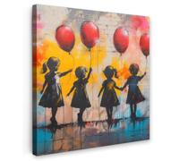 OnlyWow© Quadro da Giardino 50x50 cm Decoration Murale Balcone Terrazzo Decori Telo Decorativo Stampa Grande Bellissimi Home Decoro Graffiti - Bambini - Arte di Strada - Palloncino - Banksy