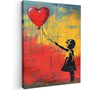 OnlyWow© Quadro da Giardino 50x70 cm Decoration Murale Balcone Terrazzo Decori Telo Decorativo Stampa Grande Bellissimi Home Decoro Banksy - Arte - Graffiti - Ragazza - Street Art