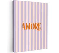 OnlyWow© Quadro da Giardino 50x70 cm Decoration Murale Balcone Terrazzo Decori Telo Decorativo Stampa Grande Bellissimi Home Decoro Lilla - Arancione - A Righe - Amore