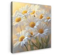 OnlyWow© Quadro da Giardino 60x60 cm Decoration Murale Balcone Terrazzo Decori Telo Decorativo Stampa Grande Bellissimi Home Decoro Margherite - Bianco - Luce Solare