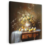 OnlyWow© Quadro da Giardino 60x60 cm Decoration Murale Balcone Terrazzo Decori Telo Decorativo Stampa Grande Bellissimi Home Decoro Uova di Pasqua - Natura Morta - Vaso