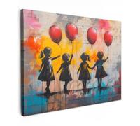 OnlyWow© Quadro da Giardino 70x50 cm Decoration Murale Balcone Terrazzo Decori Telo Decorativo Stampa Grande Bellissimi Home Decoro Graffiti - Bambini - Arte di Strada - Palloncino - Banksy
