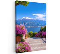 OnlyWow© Quadro da Giardino 80x120 cm Decoration Murale Balcone Terrazzo Decori Telo Decorativo Stampa Grande Bellissimi Home Decoro Lago di Como - Italia - Paesaggio