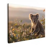 OnlyWow© Quadro da Giardino 80x60 cm Decoration Murale Balcone Terrazzo Decori Telo Decorativo Stampa Grande Bellissimi Home Decoro Koala - Foglie - Luce del Mattino