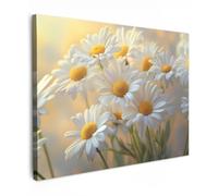 OnlyWow© Quadro da Giardino 80x60 cm Decoration Murale Balcone Terrazzo Decori Telo Decorativo Stampa Grande Bellissimi Home Decoro Margherite - Bianco - Luce Solare