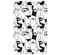 OnlyWow© Tappeti Bagno 50x80 cm Tappetino Doccia Assorbente Bath Mat Wc Decorazioni Memory Foam Tappeto Lavabile Moderni Linee - Volti - Nero - Bianco