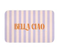 OnlyWow© Tappetino Doccia Rettangolare 60x40 cm Accessori Per Bagno Tappeto Memory Foam Bathmat Bathroom Mat Assorbente Lavabile Moderni Lilla - Arancione - A righe - Bella Ciao