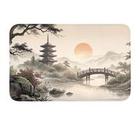 OnlyWow© Tappetino Doccia Rettangolare 80x50 cm Accessori Per Bagno Tappeto Memory Foam Bathmat Bathroom Mat Assorbente Lavabile Moderni Asia - Paesaggio - Colorato
