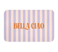 OnlyWow© Tappetino Doccia Rettangolare 80x50 cm Accessori Per Bagno Tappeto Memory Foam Bathmat Bathroom Mat Assorbente Lavabile Moderni Lilla - Arancione - A righe - Bella Ciao