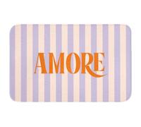 OnlyWow© Tappetino Doccia Rettangolare 80x50 cm Accessori Per Bagno Tappeto Memory Foam Bathmat Bathroom Mat Assorbente Lavabile Moderni Lilla - Arancione - A righe - Amore