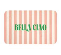 OnlyWow© Tappeto Doccia Rettangolare 80x50 cm Accessori Bagno Bathmat Tappeti Bathroom Mat Antiscivolo Moderni Memory Foam Lavabile Rosa tenue - Verde - A righe - Bella Ciao