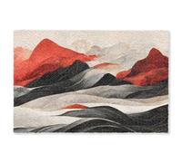OnlyWow© Tappeto Rettangolare 200x140 cm Tapi Salone Colorato Sala Floor Mat Antiscivolo Salottino Stanza Colorare Salotti Moderni Arte - Montagne - Rosso - Bianco - Nero