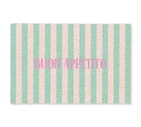 OnlyWow© Tappeto Rettangolare 200x140 cm Tapi Salone Colorato Sala Floor Mat Antiscivolo Salottino Stanza Colorare Salotti Moderni Rosa - Verde - A righe - Buon appetito