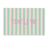 OnlyWow© Tappeto Rettangolare 230x150 cm Tapi Salone Colorato Sala Floor Mat Antiscivolo Salottino Stanza Colorare Salotti Moderni Rosa - Verde - A righe - C'est la vie