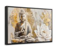 OnlyWow© Tela Con Cornice Canvas Quadri Moderni Decorazioni Parete Muro | 60x40 cm Elegante Dipinti Bellissimi Wall Decori Stanza Ufficio Quadri Da Design Buddha - Fiore - Loto - Spiritualità