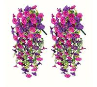 Onmargeen 2 fiori di eucalipto con fiori artificiali in finta seta, da appendere, per decorare la casa