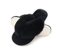 Onmygogo Pantofole Morbide da Donna con Punta Aperta, Infradito Morbide in Finta Pelliccia Antiscivolo per la Casa, 36.5/37.5 EU
