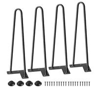 ONNIJUN Confezione da 4 gambe per tavolo, 40 cm, gambe per mobili in metallo resistente, per divano, scrivania, armadio, sedia, panca, armadio, letto, nero