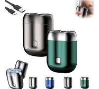 Onnowadays Shaver, 2025 New Onnowadays Upgrade Pocket Shaver, Mini Shavers,Rechargeable Dual-Head Electric Waterproof Grooming Device, USB Charging for Car, Travel, Home Use (Gray+green)