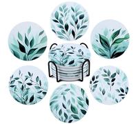 Onntec Sottobicchieri per bevande a forma di foglia, sottobicchieri in ceramica assorbente con supporto in metallo, regali per l'inaugurazione della casa, set di 6 sottobicchieri con base in sughero