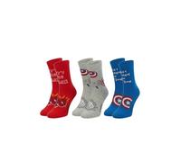 ONOMATO! Avengers Calzini per bambini, confezione da 3 pezzi, con Iron Man e Capitan America, calzini per bambini con supereroi, in 76% cotone, multicolore, 27-30