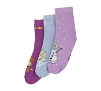 ONOMATO! Frozen - La regina del ghiaccio Anna Elsa - Set di 3 paia di calzini da bambina, multicolore, 23-26