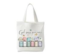 Onperpoe Bibelverse - Borsa in tessuto cristiano, con scritta God Says You Are, borsa per la spesa, da donna, in cotone, regalo cristiano, 40 x 35 cm